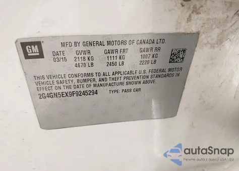 2015 Buick Regal Turbo/E-Assist Premium I from USA, damaged, VIN 2G4GN5EX9F9245294